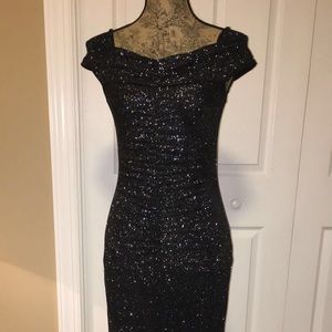 Black silver prom dress